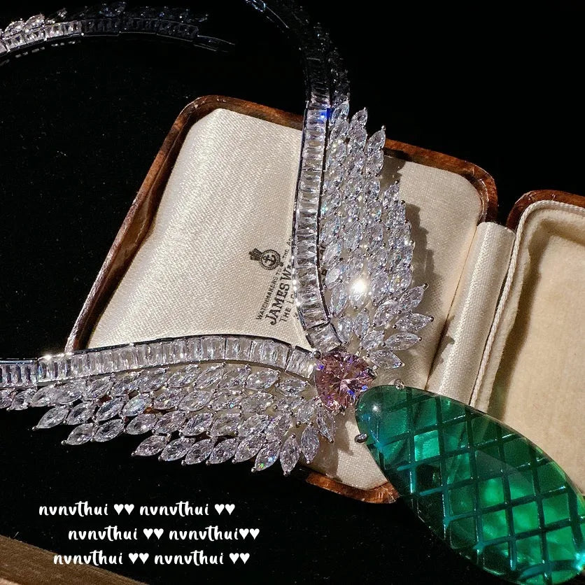 Zircon Heart Necklace and Earrings Set for Women