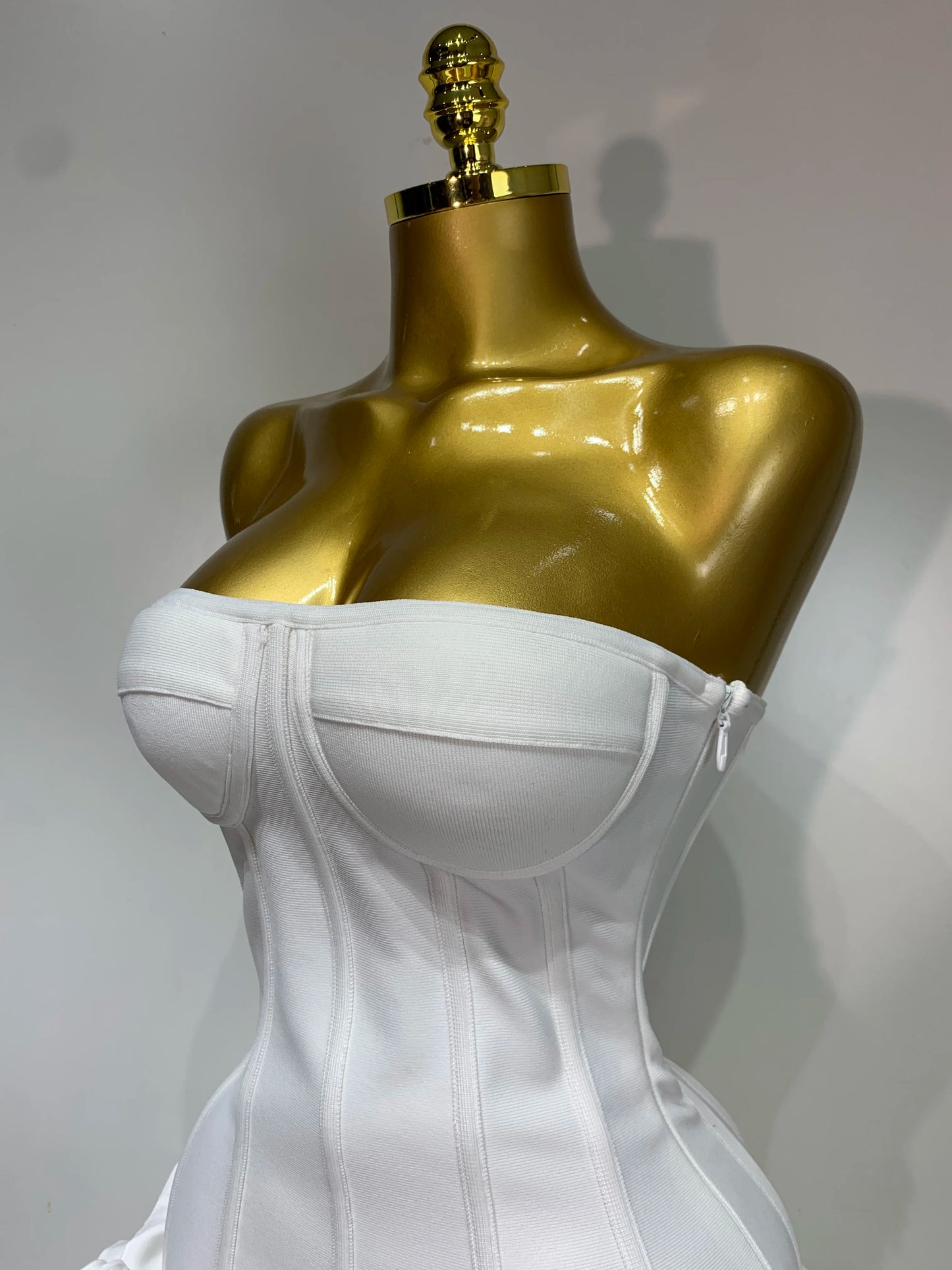 Women Sexy Strapless Backless Flower Embellished Mini Bandage Dress Bodycon Celebrity Party Cocktail Evening Party Club Dresses