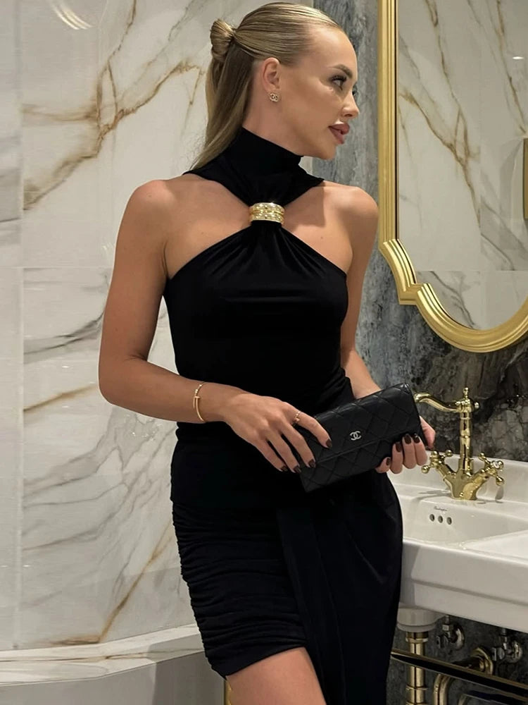 TARUXY Gold Ring Sleeveless Off-shoulder Top Female High Elasticity Fashion Slim Camis Streetwear 2025 New Summer Lady T shirt