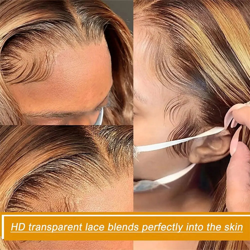 Ombre Straight Human Hair Lace Front Wig for Women