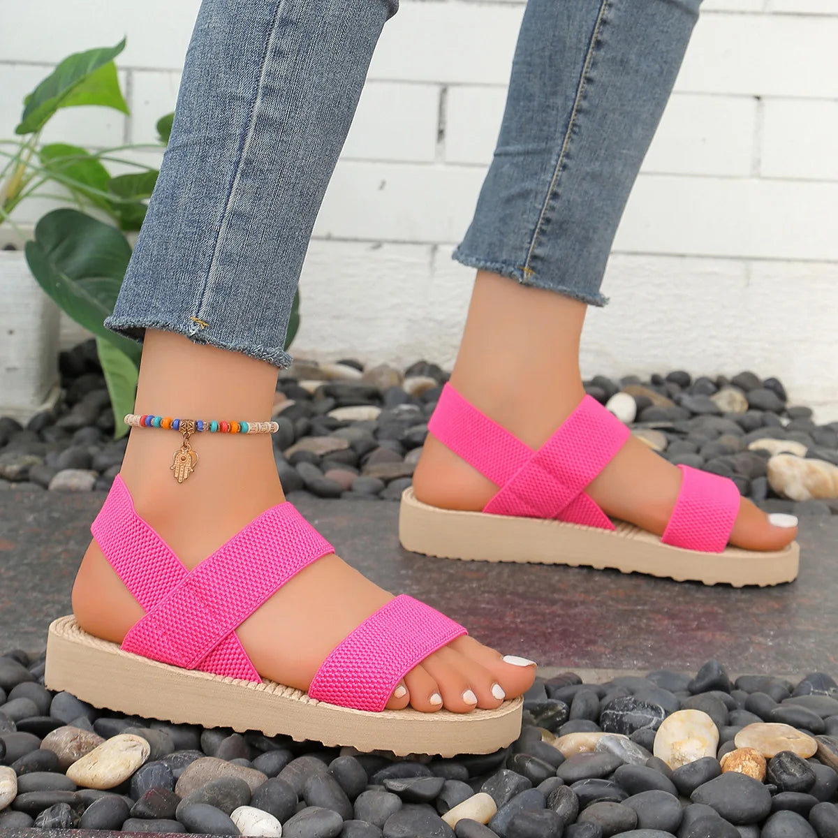 Thick Bottom Slingback Wedge Sandals