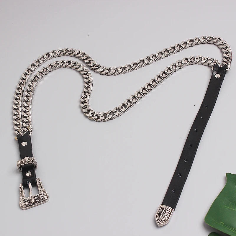 Trendy Gold Metal Decorative Waist Chain Belt for Women
