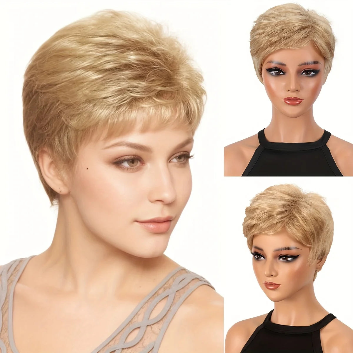 Short Heat Resistant Straight Synthetic Wig for Women