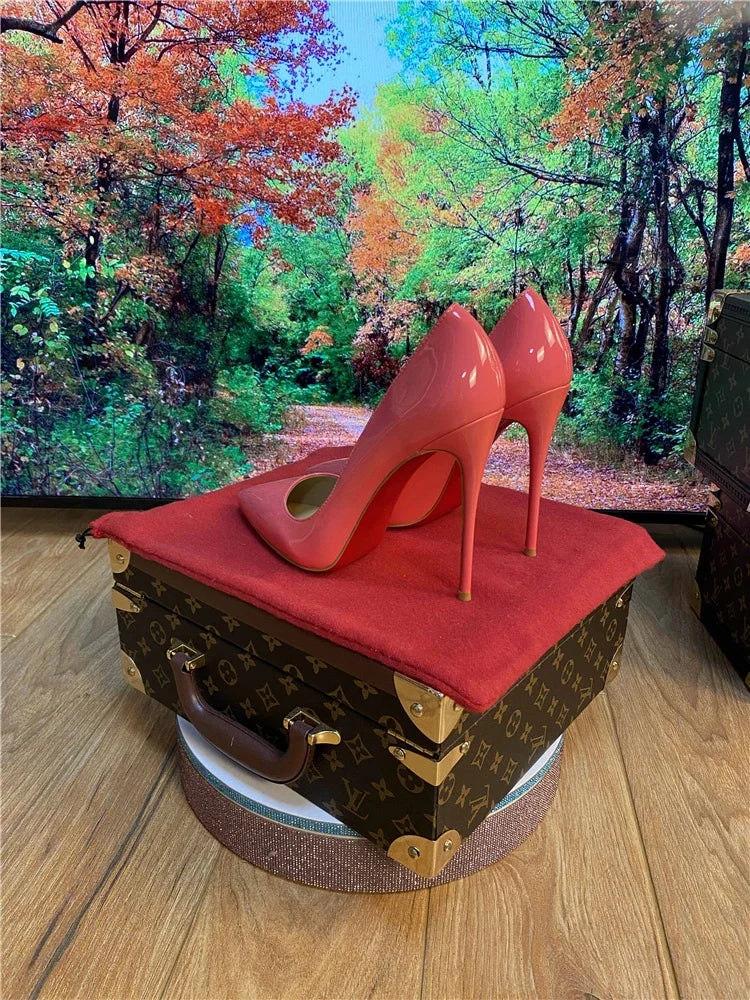Pointed Patent Leather Slim High Heel Pumps for Women