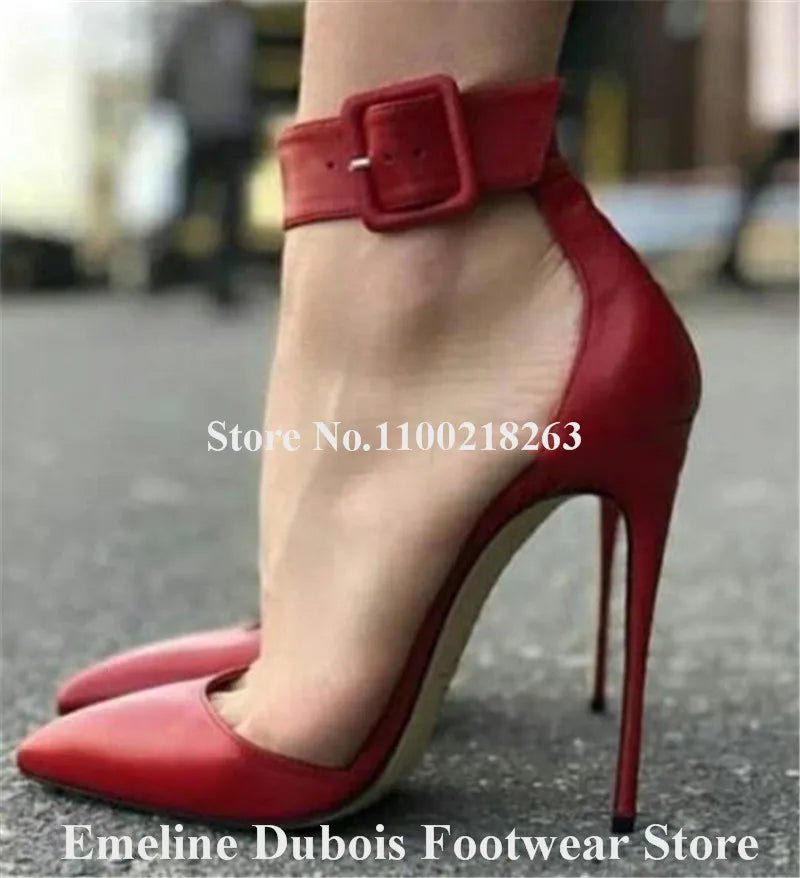 Elegant Pointed Toe Buckle Strap Stiletto Pumps for Women