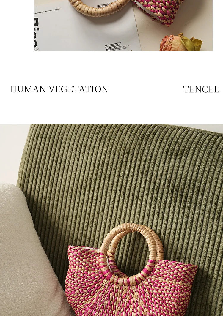 New Straw Woven Women's Bag Hand-woven Straw Women's Handbag Luxury Brand Personalized Fashionable Straw Beach Bag High Quality