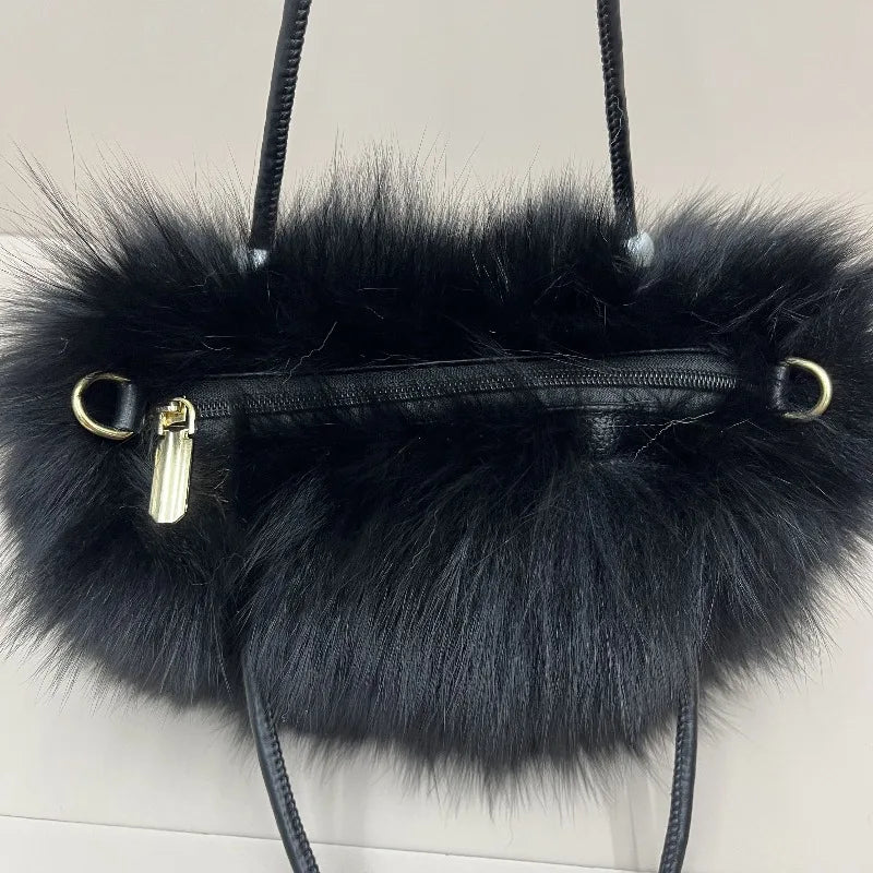 Fox Fur Bag Winter Women Shoulder Bag Female Fashion Chain Shoulder Bags Real Fur Purse Natural Fur Hand Bags Evening Party Bag
