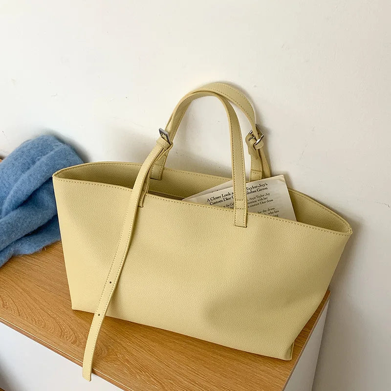 Large Capacity PU Leather Casual Soft Tote Bag for Women