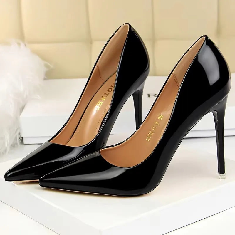 Classic Patent Leather Stiletto High Heel Pumps for Women