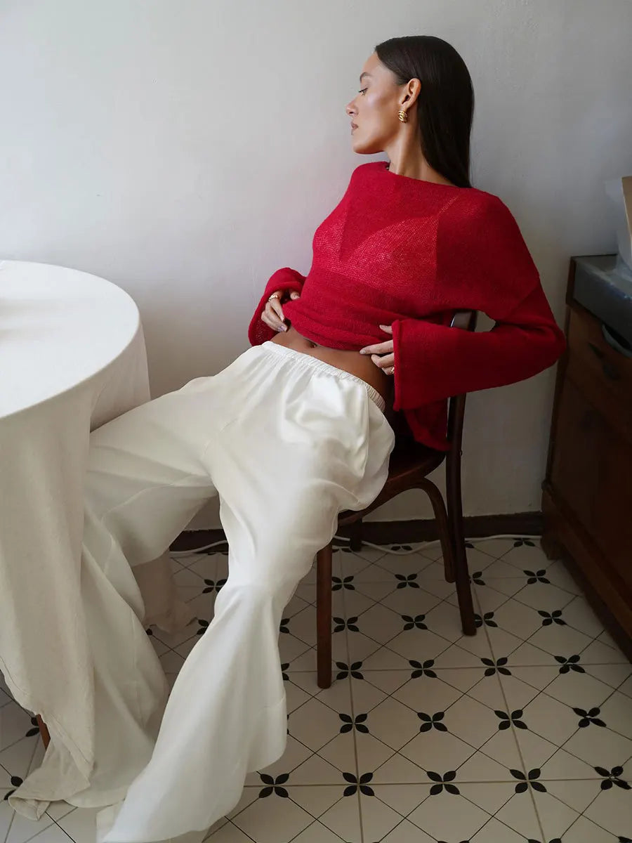 Sheer Hollow Knit Sweater