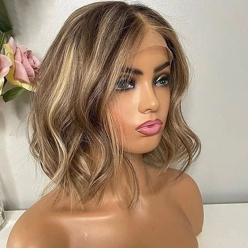 Pre Plucked Transparent Body Wave Lace Front Bob Wig For Women