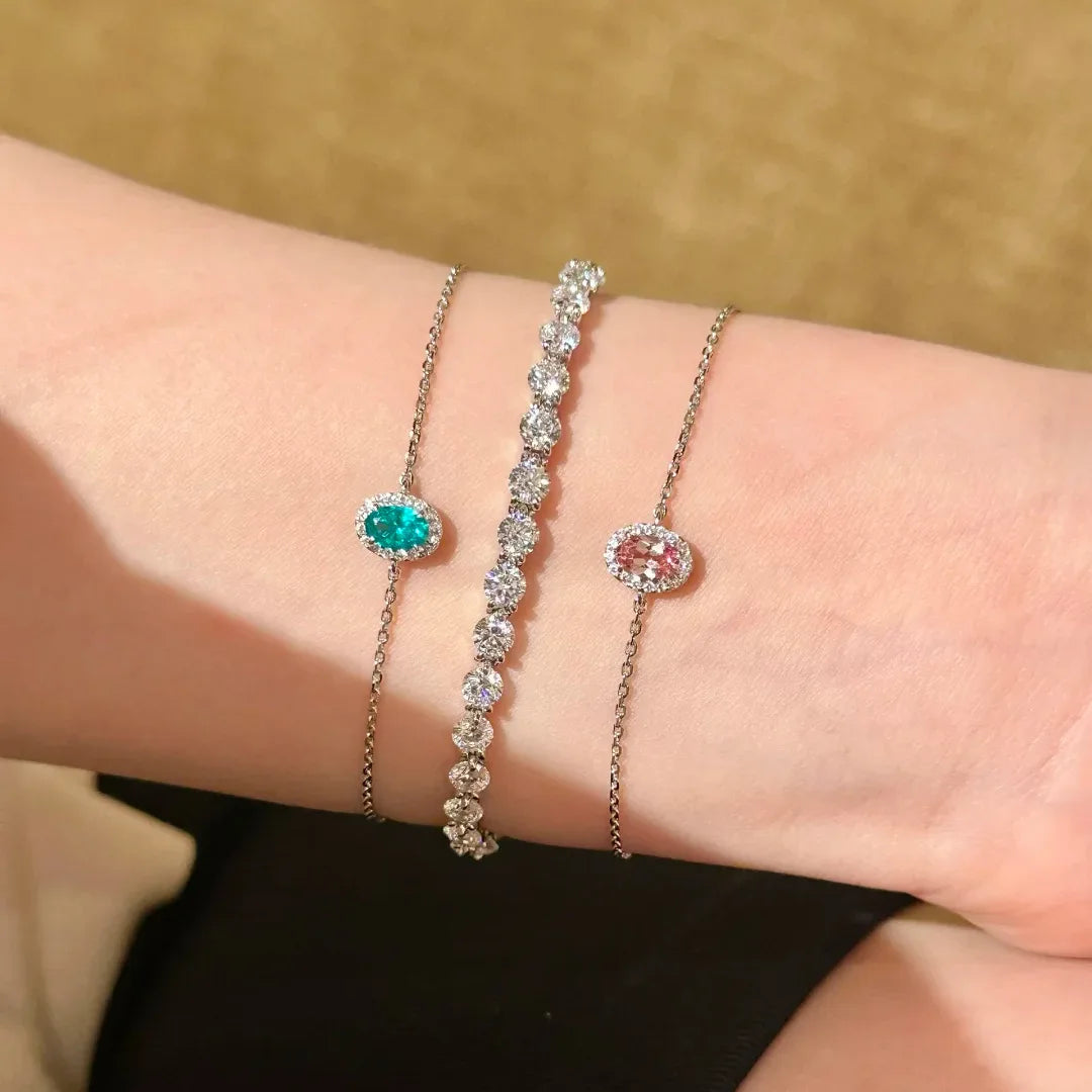 Dainty Oval Cubic Zirconia Chain Bracelet for Women