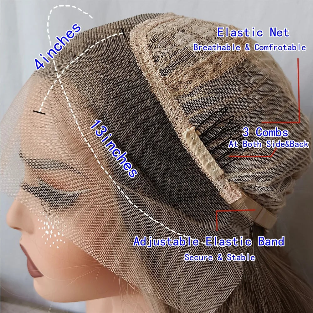 Platinum Icy Blonde Ombre Lace Front Wavy Bob Wig For Women