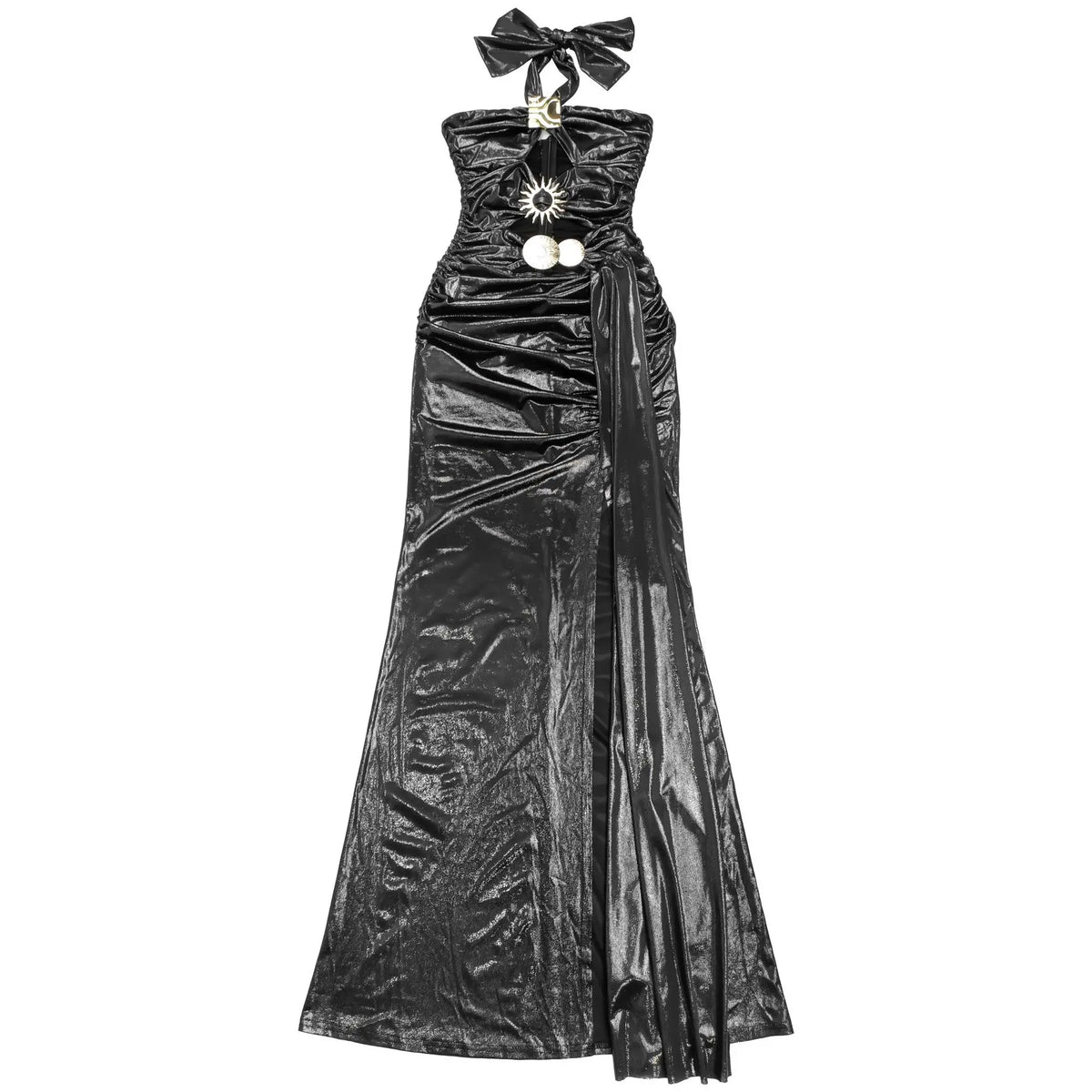 Sleeveless Halter Backless Slit Bodycon Maxi Dress for Women