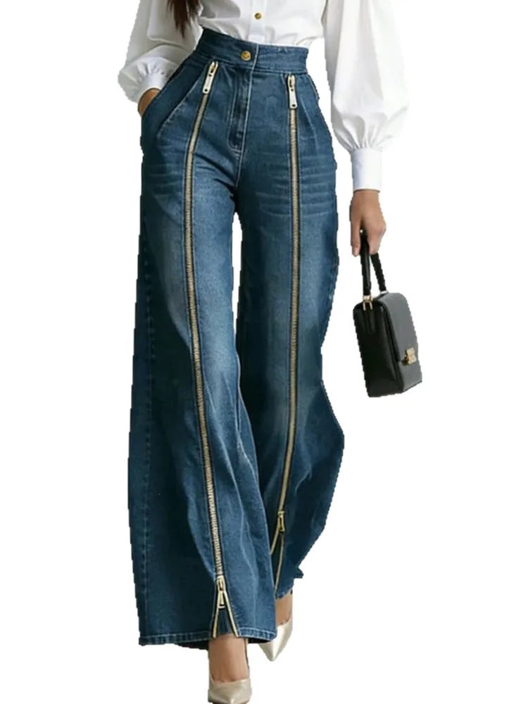 High Waist Split Hem Wide Leg Jeans
