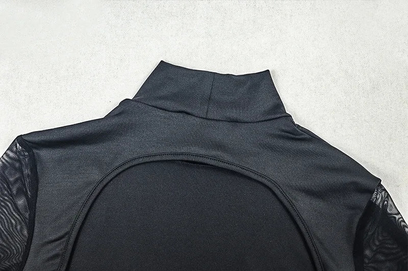 Elegant Backless Patchwork with Mesh Long Dress for Women