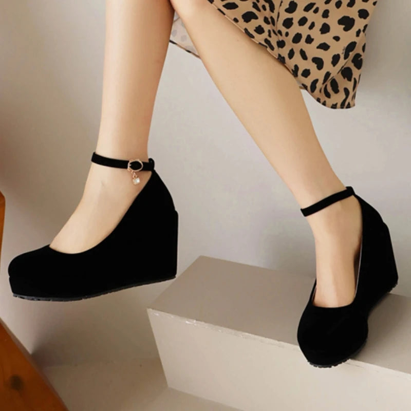 Buckle Strap Platform Wedge Heels