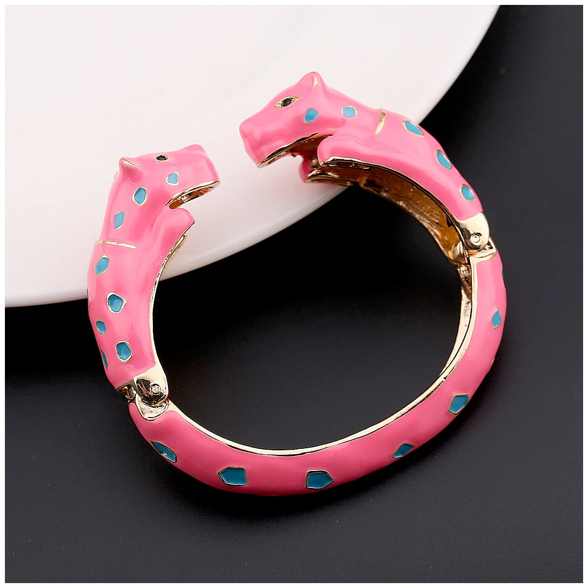 Fashion Colorful Double Leopard Cuff Bracelet for Women