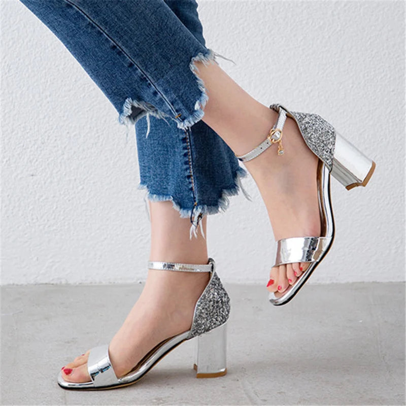 Classic Square Heel Buckle Sandals