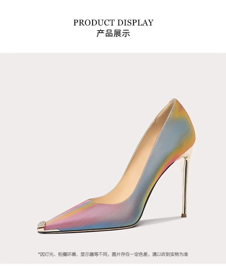 Rainbow Color Pointed Toe High Heel Stiletto Pumps for Women