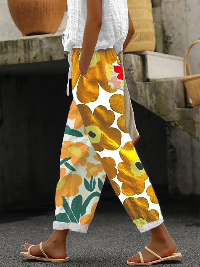Elegant Printed Loose Ankle-Length Casual Pants for Women