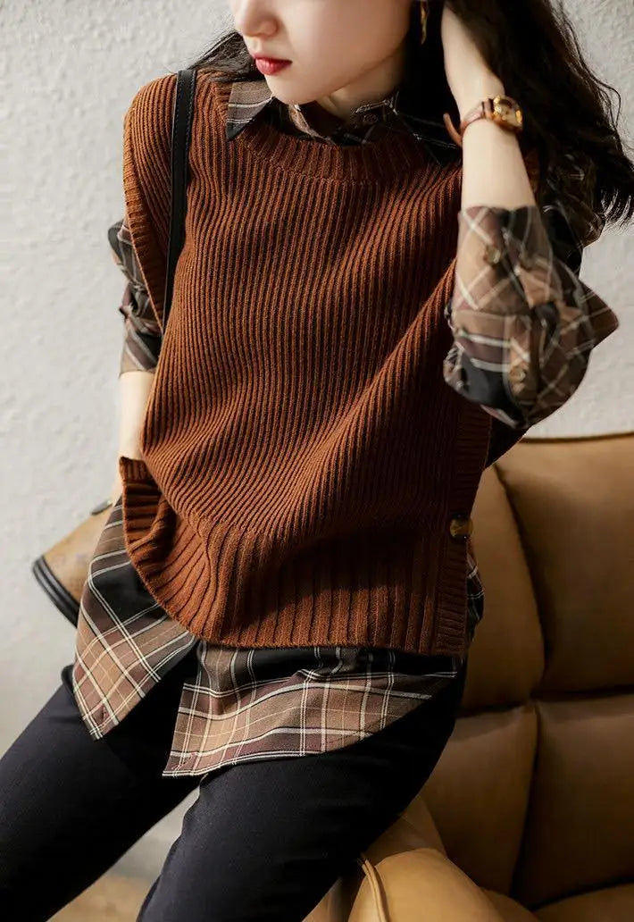 Waistcoat Round O Neck Solid Knit Vests for Women Pullover Lady Sweaters Wool Fashion 2025 Smooth Sleeveless Clothing Winter Y2k