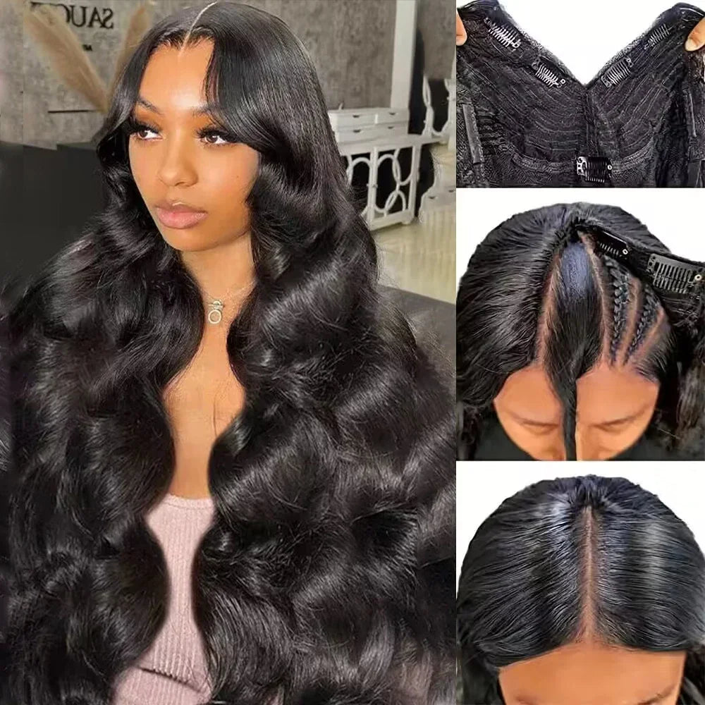 V Part Glueless Body Wave Brazilian Human Hair Wig For Women