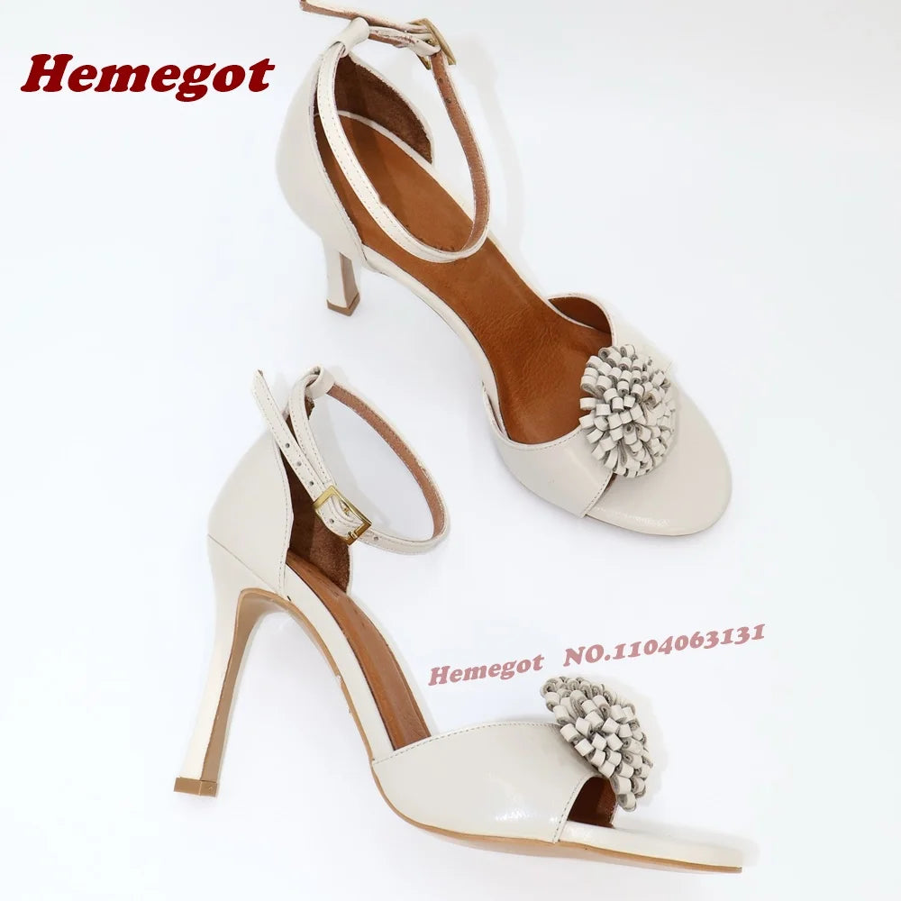 Yellow Buckled Open Toe Stiletto Sandals for Women
