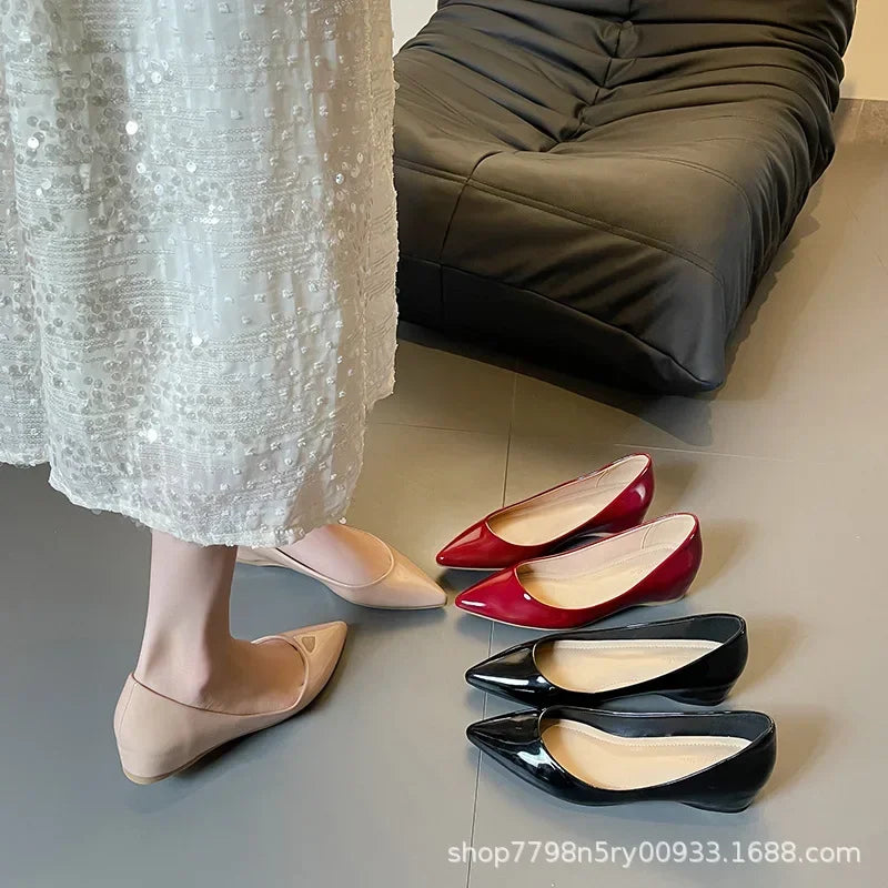 Slip On Pointed Toe Patent Flats