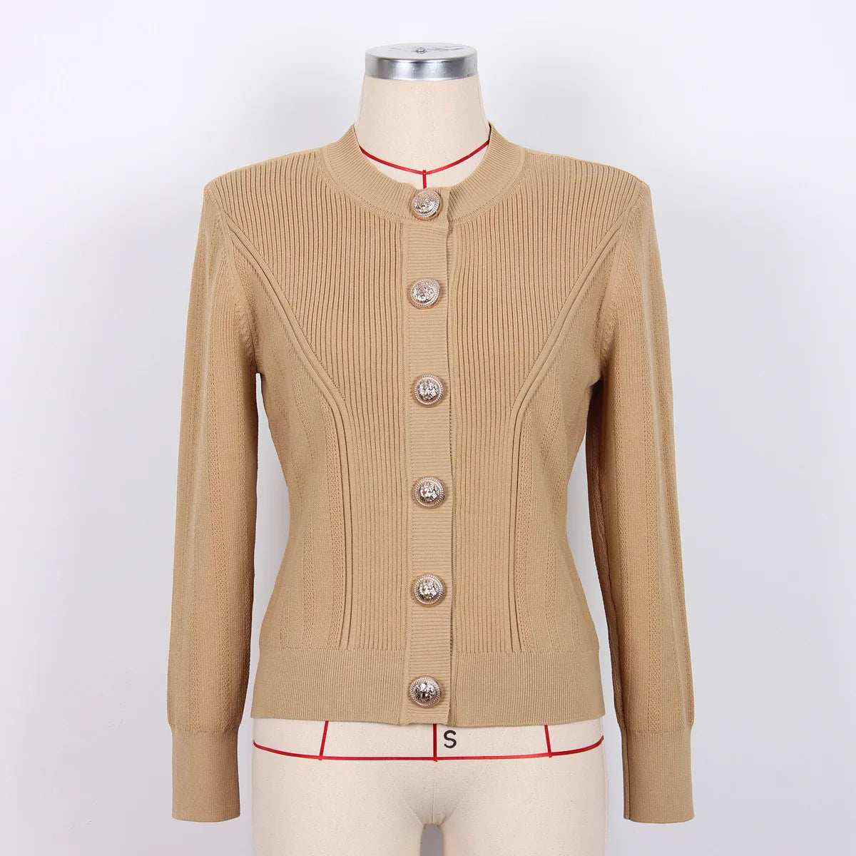 2025 Autumn New Fashion Crew Neck Long-sleeved Top Commuter Single-breasted Slim-fit Sweater Cardigan Jacket for Women