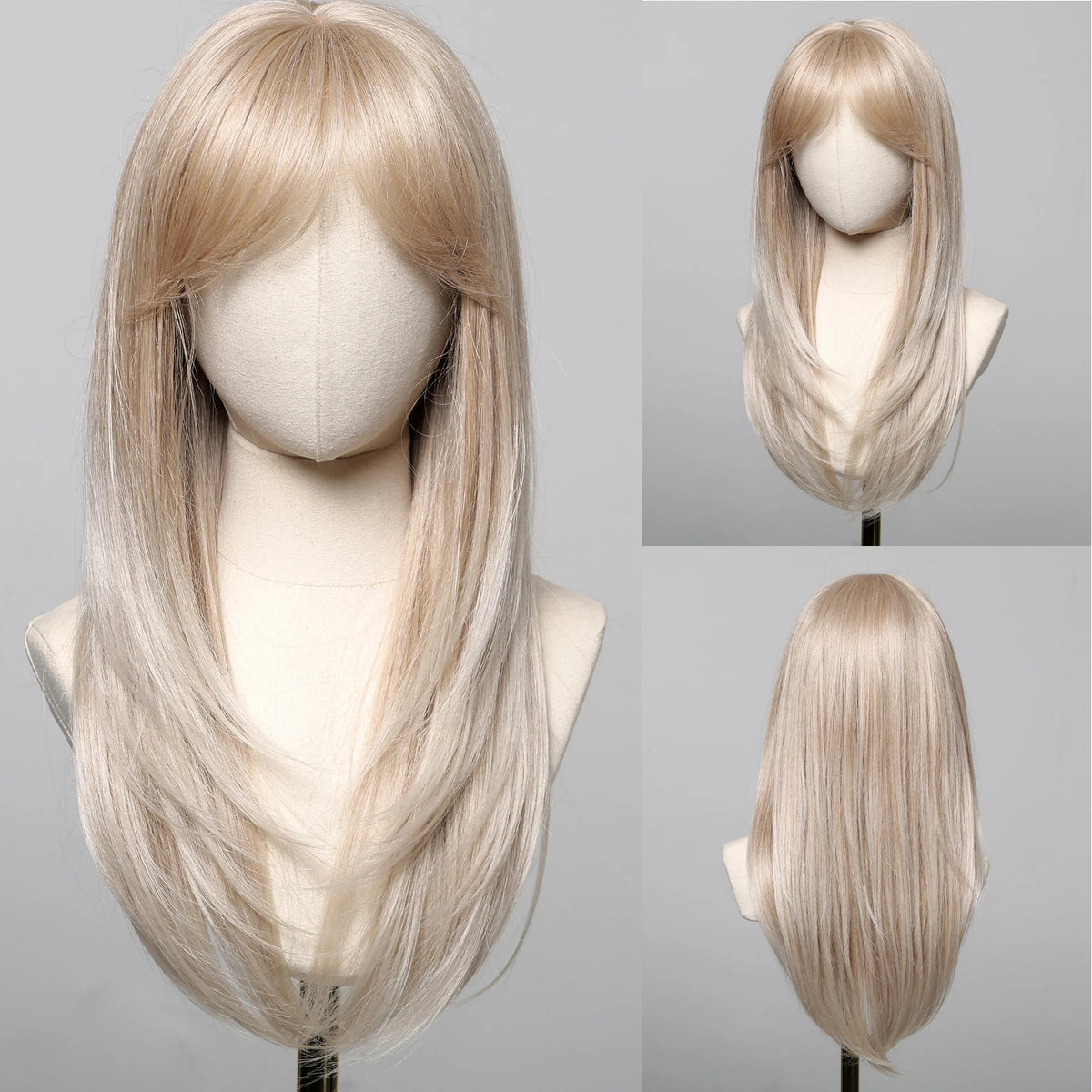Long Straight Heat Resistant Synthetic Wig With Bangs for Women