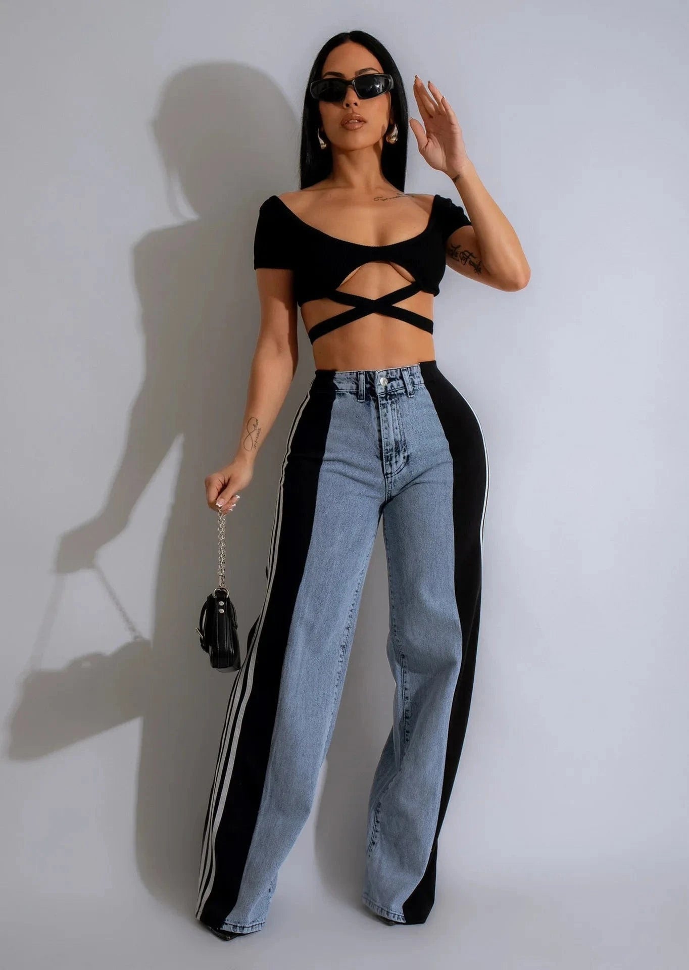 Wide Leg Jeans Cargo Pants Sexy Women High Waist Elegant Streetwear Denim Casual Straight Trousers
