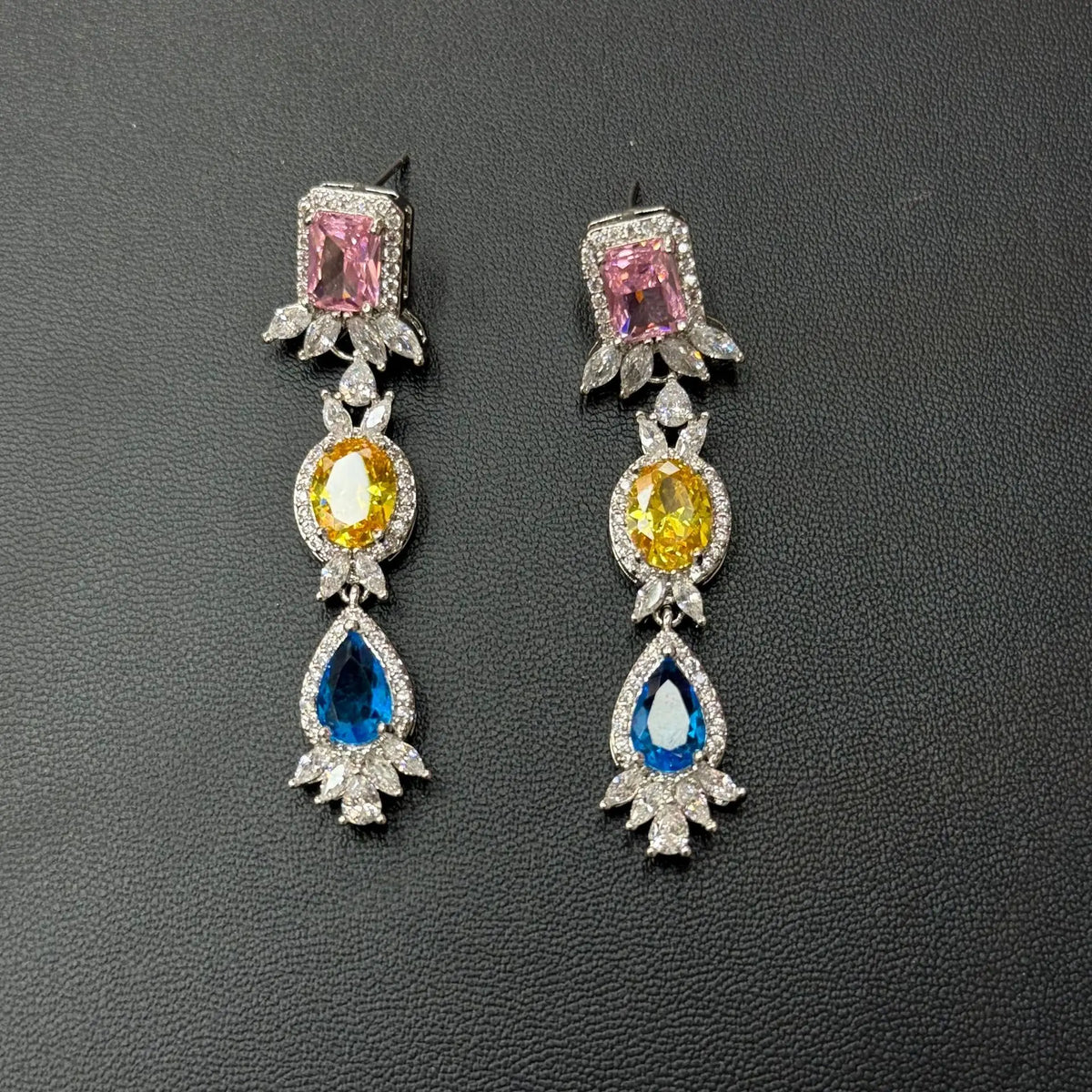 Colorful Zircon Earring and Necklace Jewelry Set for Women