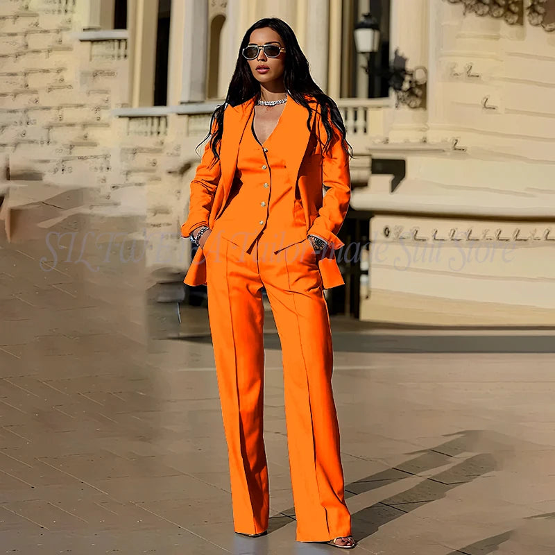 Sophisticated Slim Fit Three Piece Blazer Set For Women