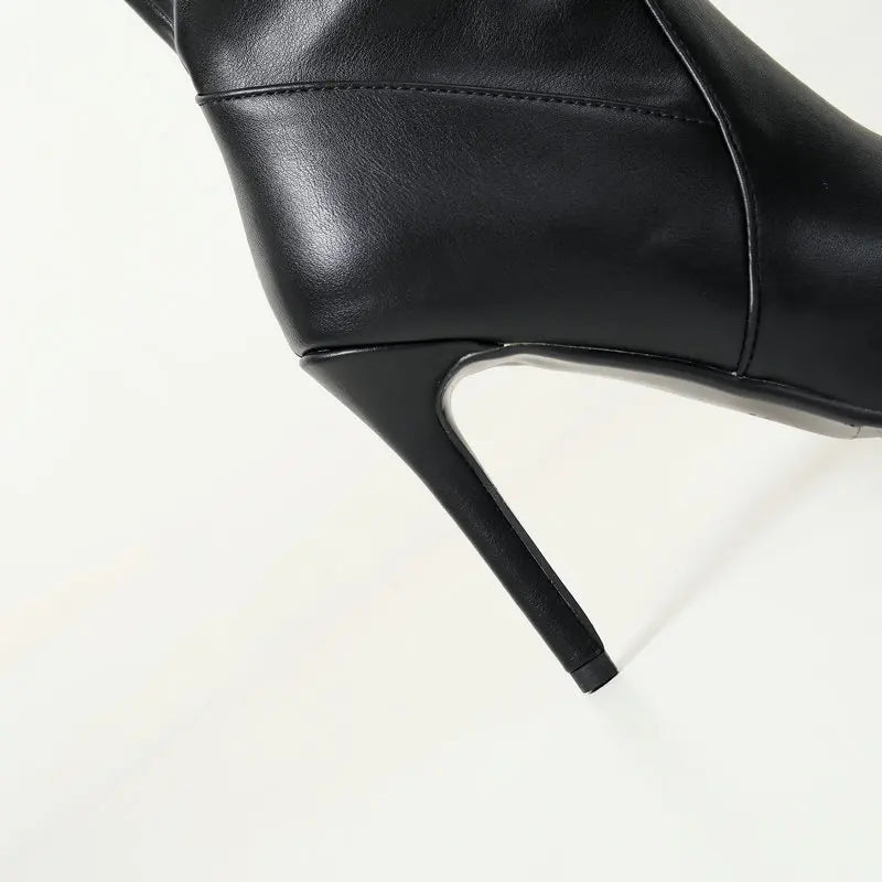 Pleated Stiletto Pointed Toe Boots
