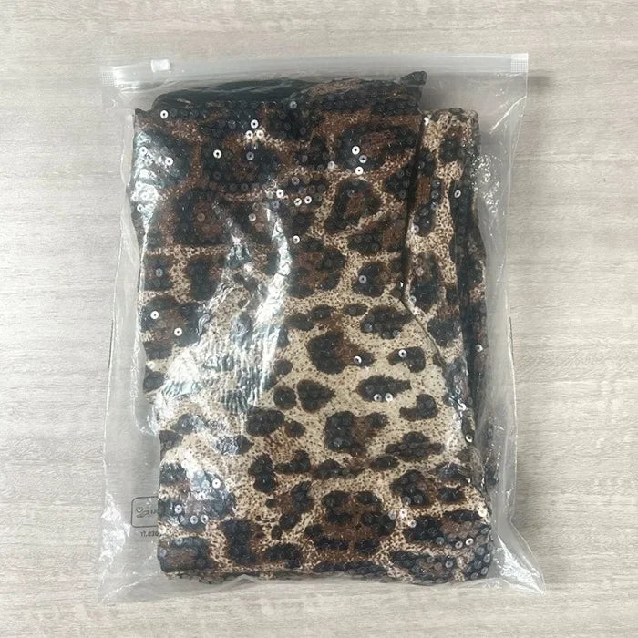 Tank Top Sets for Women Clothing Summer 2025 Sexy Neck Hanging Leopard Print Sequined Sleeveless Vest and Shorts Suit Streetwear