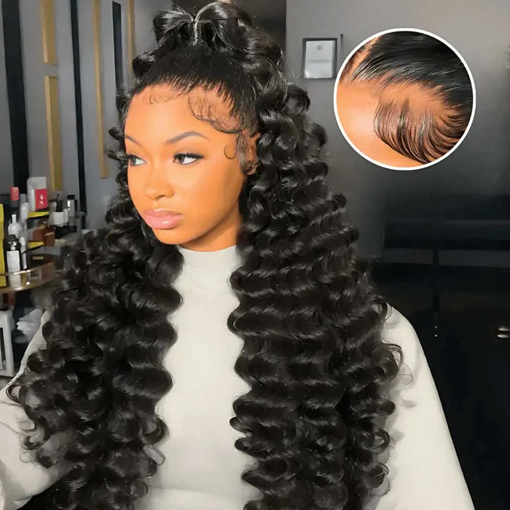 Glueless Deep Wave Lace Front Wig With Pre Plucked Hairline For Women