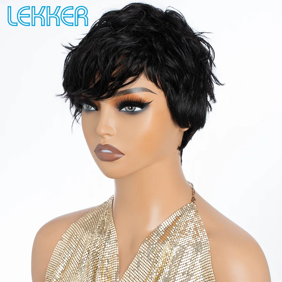 Short Pixie Cut Brazilian Remy Human Hair Wig for Women