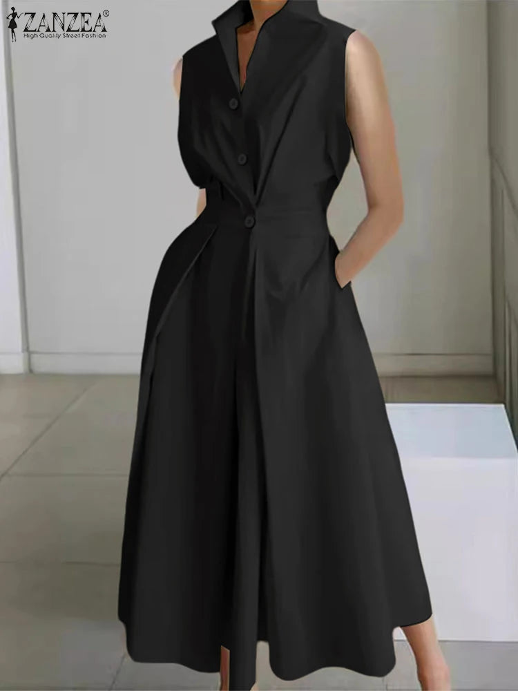 Collared Button Front Maxi Shirt Dress
