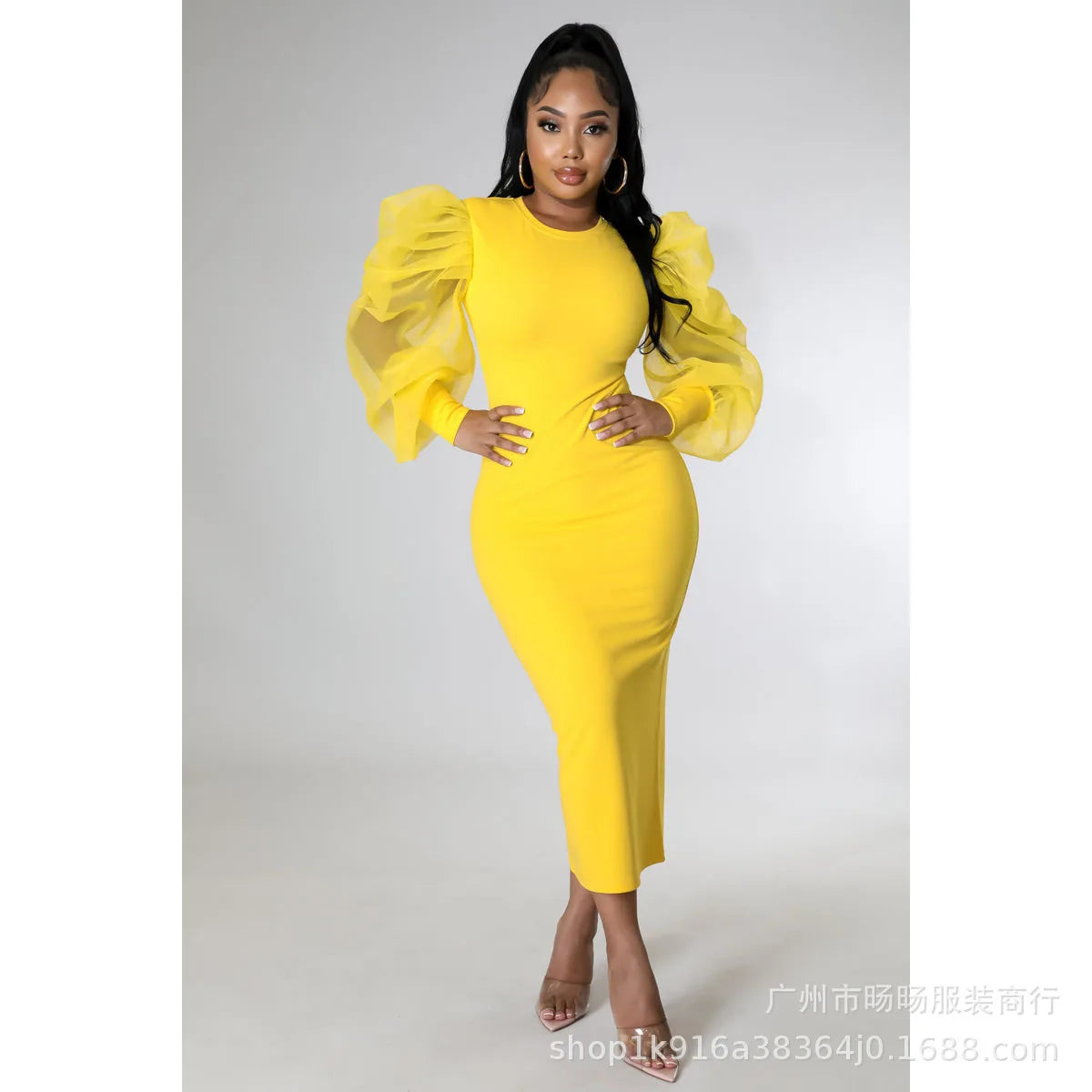 Women White Long Dress Lace Lantern Full Sleeve Round Neck A Line Dresses Elegant Ladies Splice Skirts Autumn Formal Vestidos