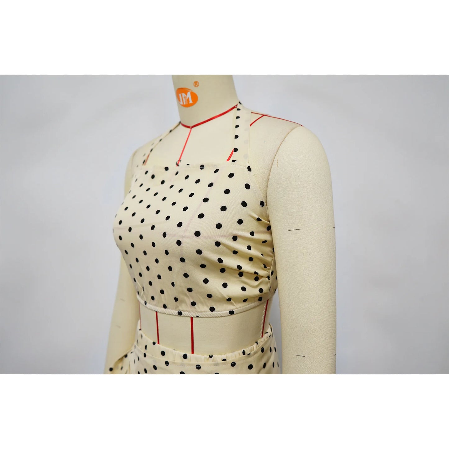 Polka Dot Print Halter Crop Top Tassel Fringe Two Piece Outfit for Women