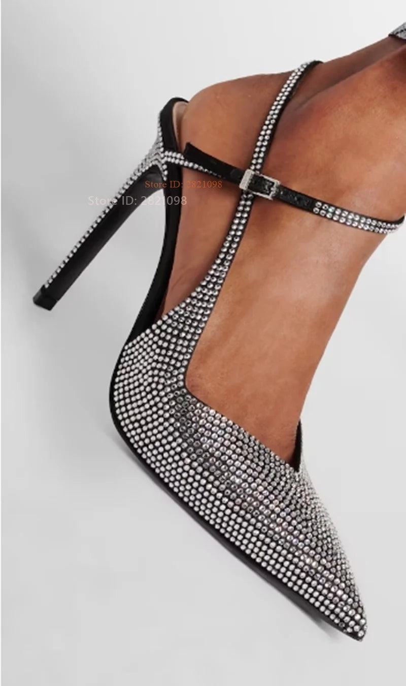 Crystal Embellished Satin High Heel Pumps for Women