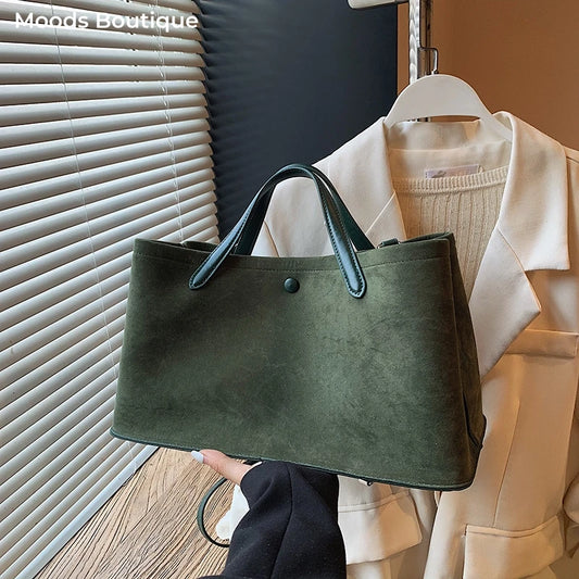 Large Capacity Faux Suede Tote Bag