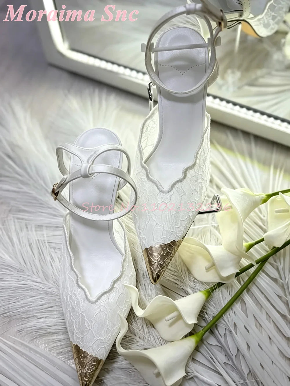Satin Pointed Toe Ankle Strap Sandals