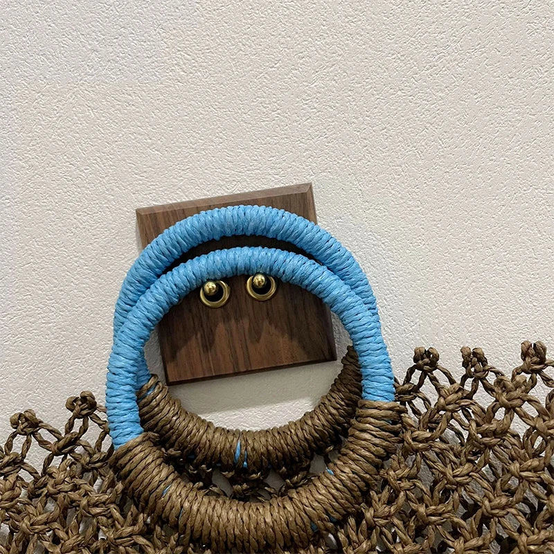 Hollow Straw Personality Shoulder Bag Niche Hand-woven Raffia Rattan Beach Bag Versatile Leisure Shopping Travel Bag Handbag