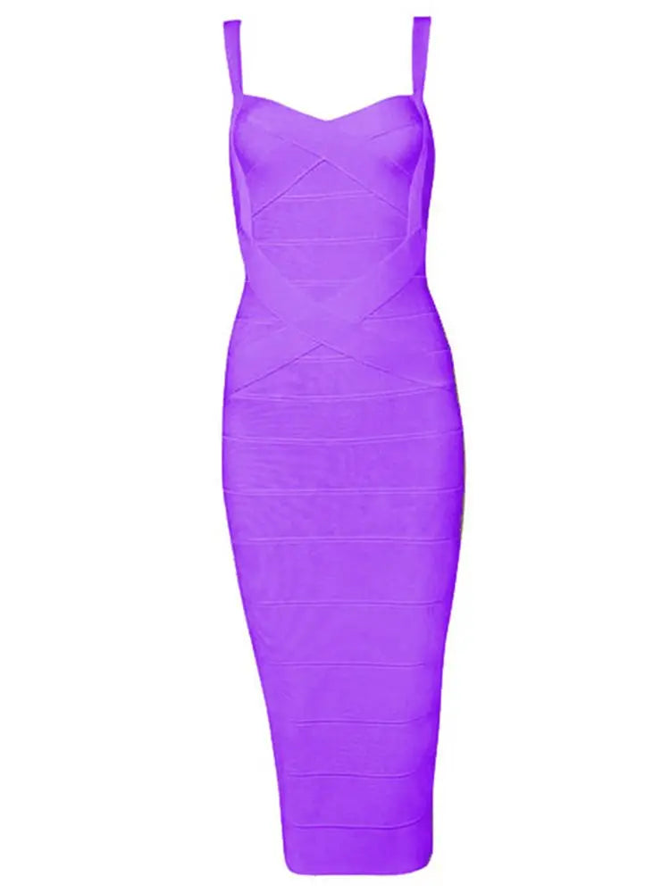 New 2024 Women Sexy Celebrity Midi Red White HL Elastic Bandage Dress Spaghetti Strap Club Bodycon Party Dress Wholesale HL434