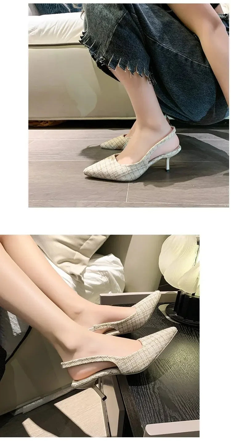 Elegant Blue Pointed Toe Slingback Pumps for Women