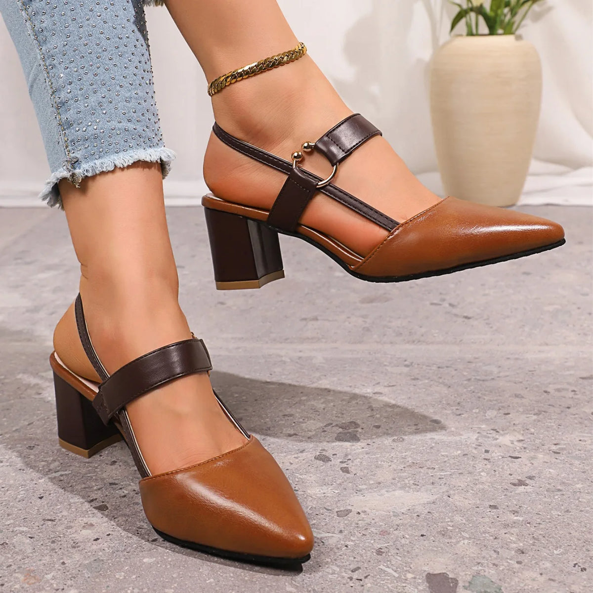 Elegant Pointed Toe Slingback High Heel Sandals for Women