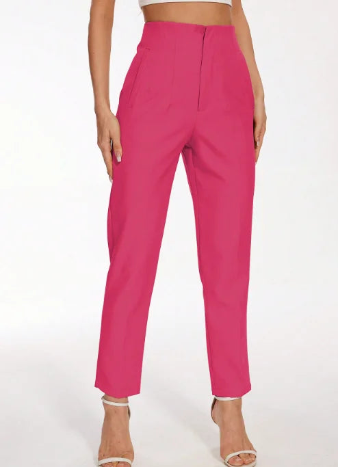 Solid Color Office Slim Fit Pencil Pants for Women
