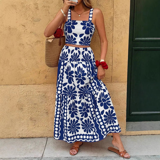 Boho Backless Cami Top Maxi Set